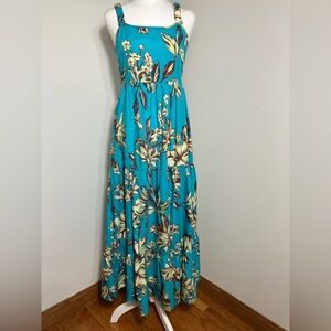 Band Of The Free Sun Dress S Turquoise Cream Paisley Tiered Coastal Cowgirl